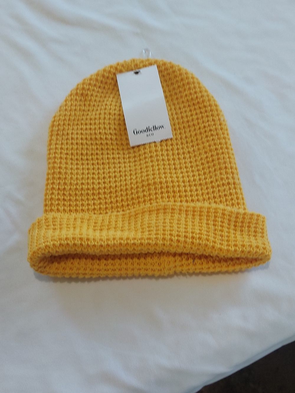 Goodfellow & Co Mustard Yellow Waffle Knit Beanie.